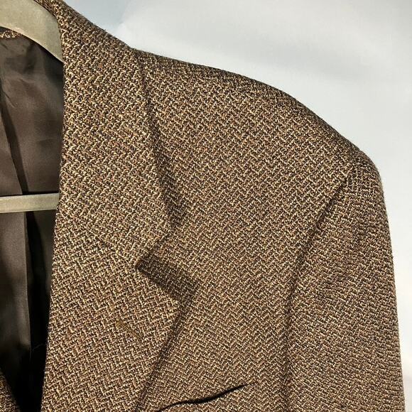 Vintage Club Room Mens 41R Brown Tweed Blazer Suit Jacket Wool Silk Alpaca Blend - Picture 4 of 16